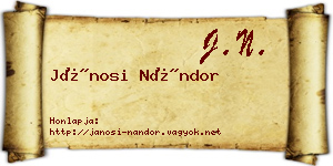 Jánosi Nándor névjegykártya